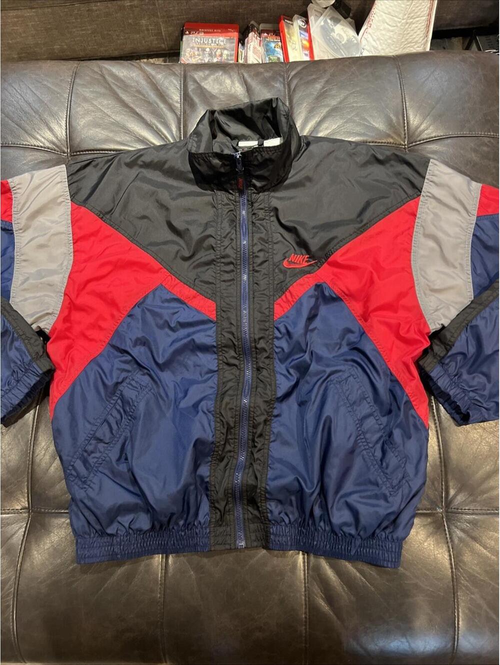 Vintage 90s Nike Colorblock Full Zip Windbreaker Blue Red Black L Blokecore